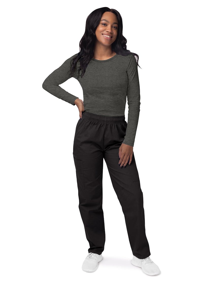 Sivvan Scrubs for Women - Long Sleeve Comfort Underscrub Tee - S8500 - Heather Charcoal - L - Image 4